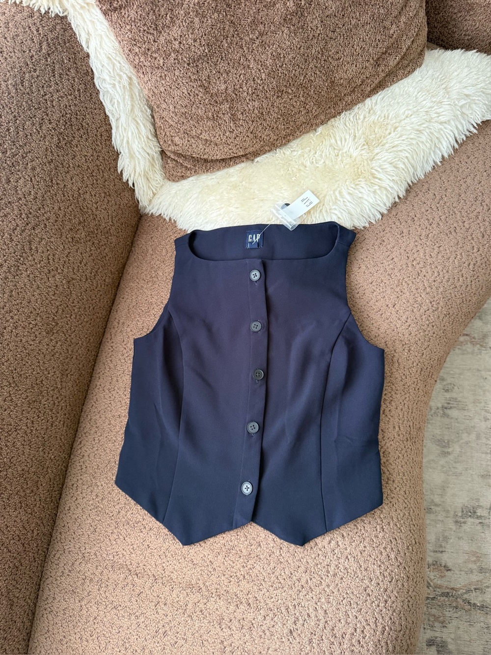 Gap BiStretch Boatneck Crop Vest in Blue